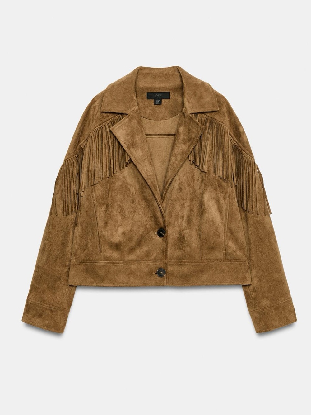 Zara FRINGED FAUX SUEDE JACKET